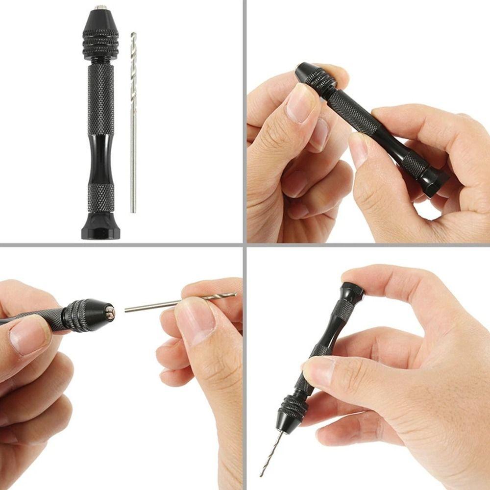 Adjustable Manual Hand Drill With Keyless Chuck Mini Micro Aluminum Hand Drill HSS Steel Twist Drill Bit Resin Mold Tools