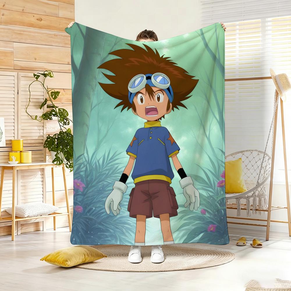 Anime D-Digimon AdventureS Throw Lightweight 240g Flannel Blanket Soft Skin-friendly for Summer Cooling