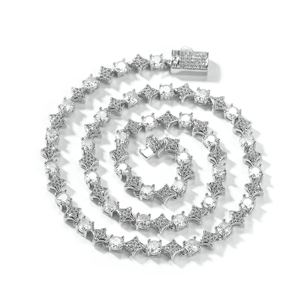 

2026 European and American Fashion 6mm Star Zircon Tennis Chain Necklace Men s Zircon Hip-hop Personality Necklace 6MM+40CM