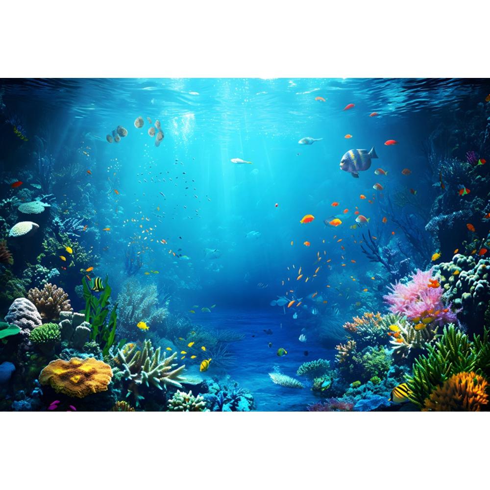 Underwater World Backgrounds for Photographs Ocean Fish Coral Fish Tank Decor Aquarium Scene Portrait Backdrop Shooting Props