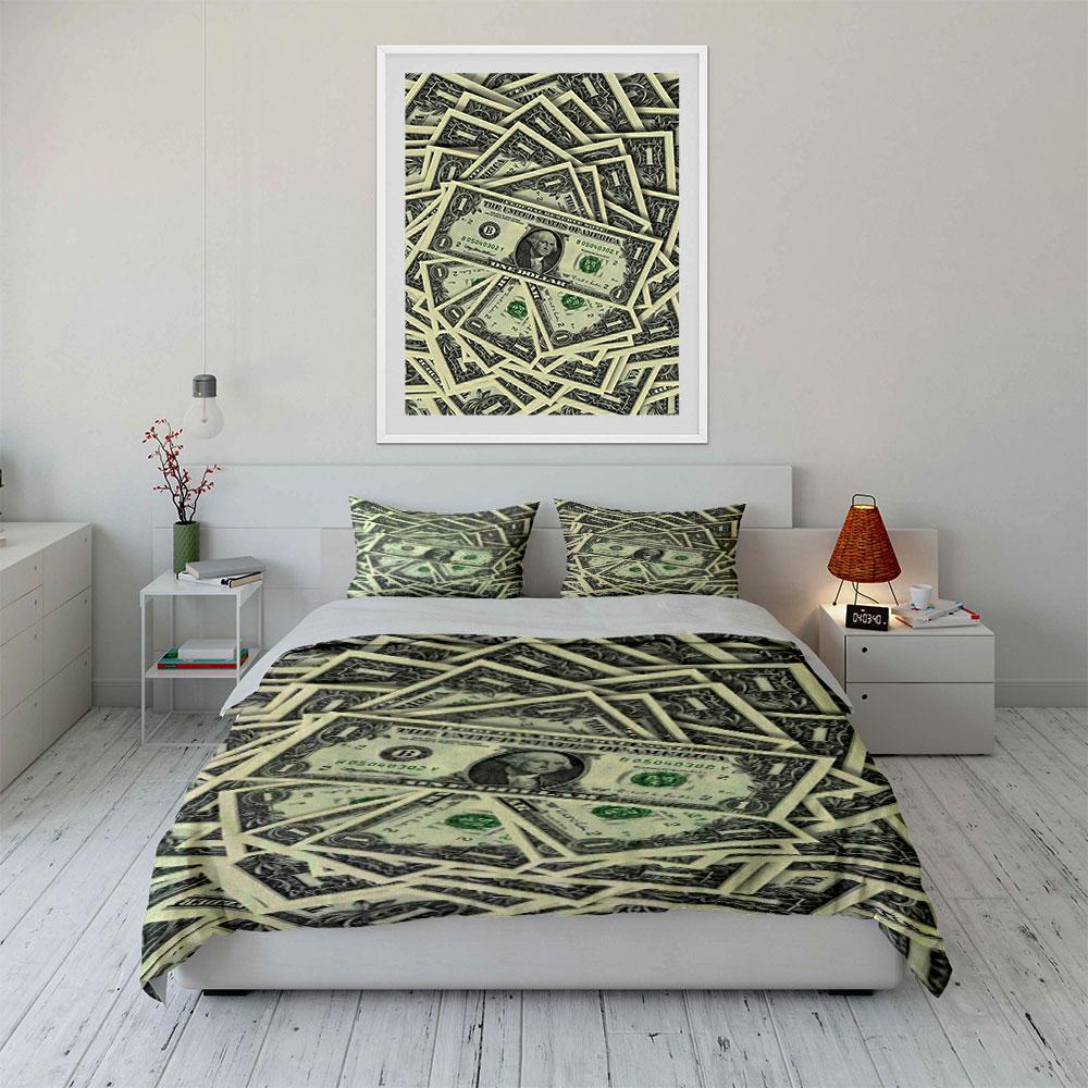 Dollar bills overlapping pattern. Bedding sets Duvet cover sets Duvet covers Pillowcases(1 * Duvet Cover 2 * Pillowcases without duvet insert)