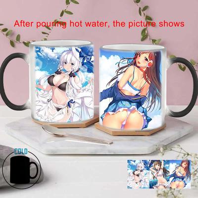 Canecas de café fofas e sensuais para meninas BSKT-133 Copos personalizados para sublimação Copos descoloridos Caneca de café Anime Mudança de cor Copo Copos