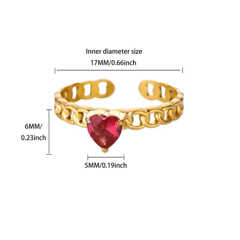 December Birthday Stone Color Love Zircon Ring Women's Chain Ring Niche Opening Simple New Model
