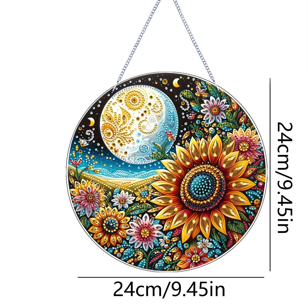 2D Flat DIY Hanging Diamond Art Kits Diamond Painting Set Rhinestone Diamond Art Window Pendants DIY Home Decor Hanging Charm