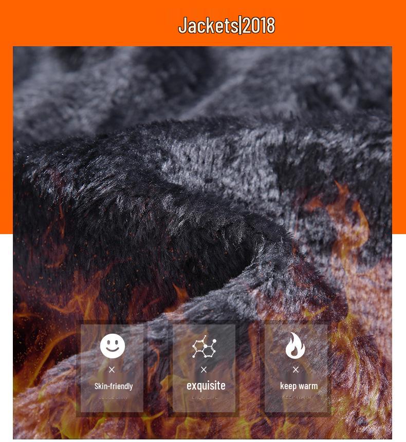 Men's Winter Windproof Fleece-Lined Cotton Jacket - Thickened Outerwear for Outdoor Cold-Weather Protection