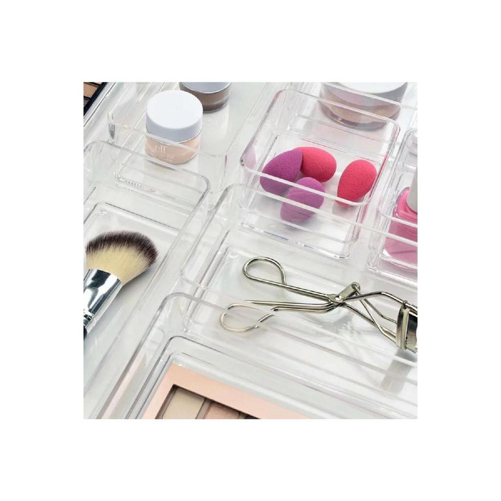 6 Piece Transparent Design Modular Storage Container - Drawer Organizer, Makeup Jewelry Organizer