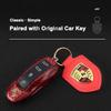 Leather Metal Car Keychain 3D Emblem Key Chain Ring For Porsche Macan 911 718 Taycan Panamera Cayenne Boxster Cayman Accessories