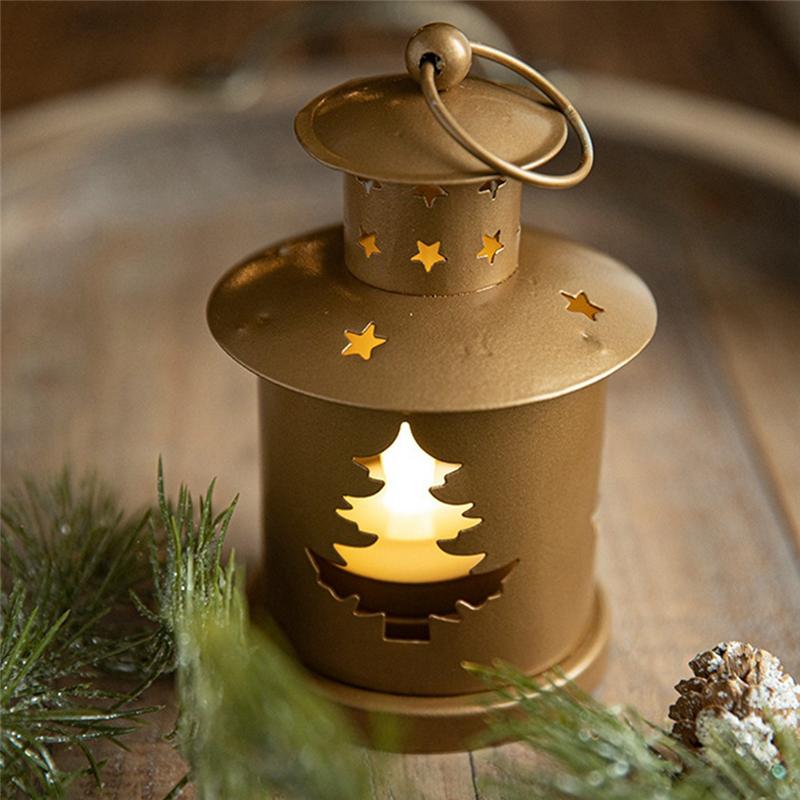 Dobre-Świąteczne Vintage Świecznik Sztuka Żelaza Chata Styl Świąteczny Akcesoria Dekoracyjne