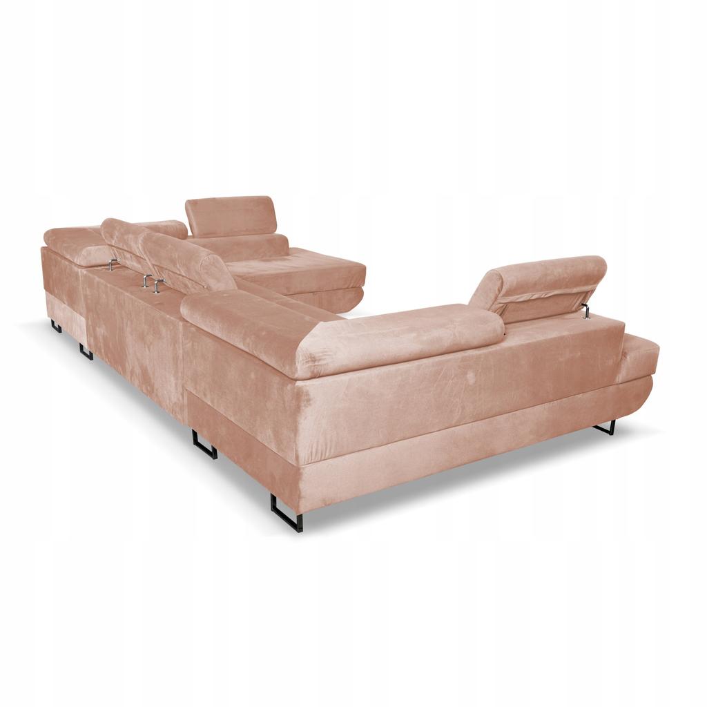 U-shaped Corner Sofa Bed, Extendable F. Bosso Family Sleeping Furniture Dark Beige Velvet