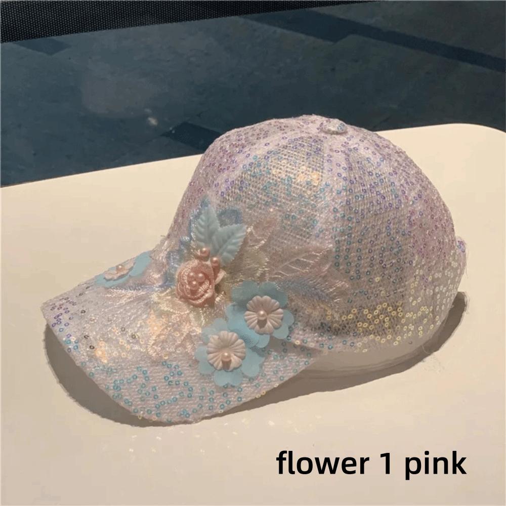 New Summer Lace Baseball Cap Embroidered Flowers Mesh Duck Tongue Hat Breathable Sunscreen Sunshade Hat for Women Girls