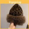 Women Mongolian Hat Thick Plush Windproof Leopard Print Hat Winter Accessory