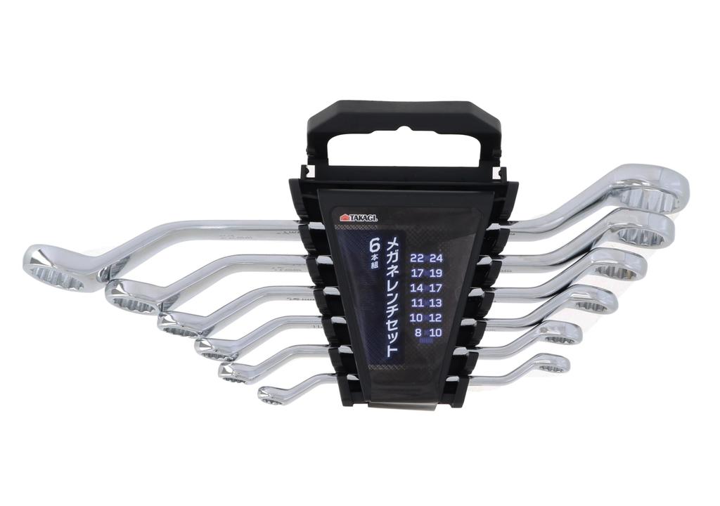 Takagi Open End Wrench 8 X X X X X X for Tightening and Loosening Bolts and Includes Holder for Convenient Storage Set, 6-Piece Set, Metric, 10mm/10