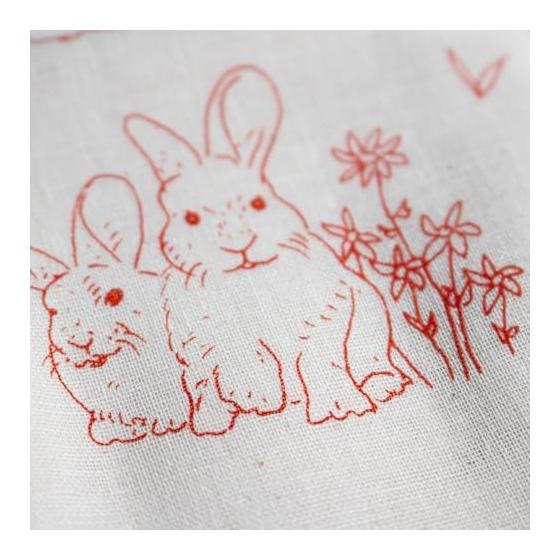 Yamamoto Jin Shoten (Official) Double Gauze Tenugui Towel - "Jyunin Usagi" (Ten Rabbits) - Bonne anne du lapin (Happy Rabbit Year) - Purely Made in