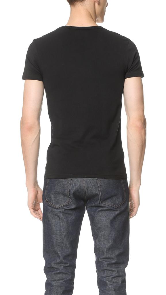 Emporio Armani Men's Cotton Stretch V-Neck Shirt, Black, Medium