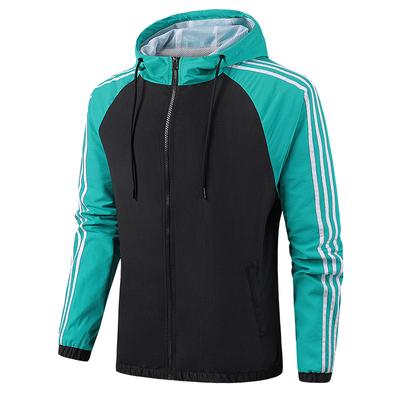 Frühlings- und Herbst-Oberbekleidung Herren Sportoberteil Lässige Drei-Streifen Kapuzen-Cardigan-Jacke Übergröße Herrenbekleidung