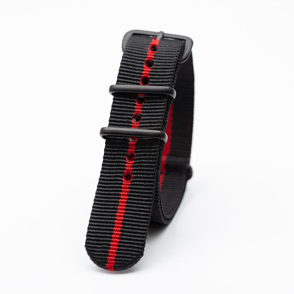 Black Nylon & Canvas Watch Strap with Vacuum-Plated Buckle