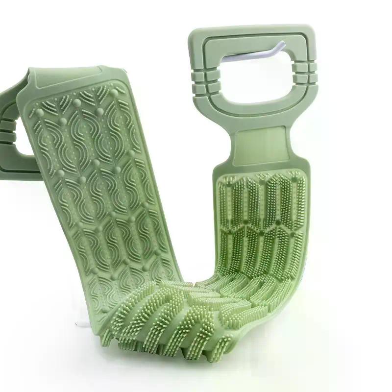 Silicone Back Scrubber Towel With Rope Handles - Exfoliating Bath Tool For Deep Clean, Textured Surface For Easy Reach
