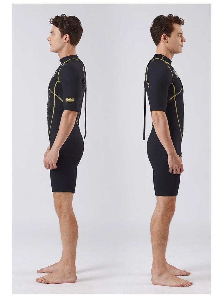 SLINX Men's 3mm Short Sleeve Wetsuit with Back Zipper, High-Quality Fabric for Warm Scuba Diving