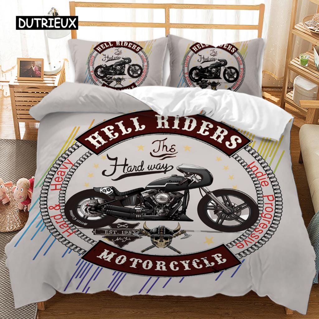 

Комплект пододеяльников для мотоциклов, пододеяльник для гоночного мотоцикла, мототехника, экстремальный спорт, мягкий полиэстер, пододеяльник размера Queen EU single(135x200cm)