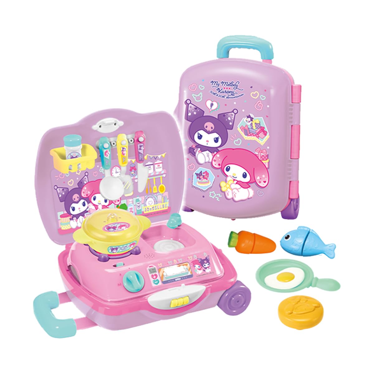 

AGATSUMA My Melody Kuromi Переносной чемоданчик Трансформируемый кухонный набор для детей от 2 лет и старше