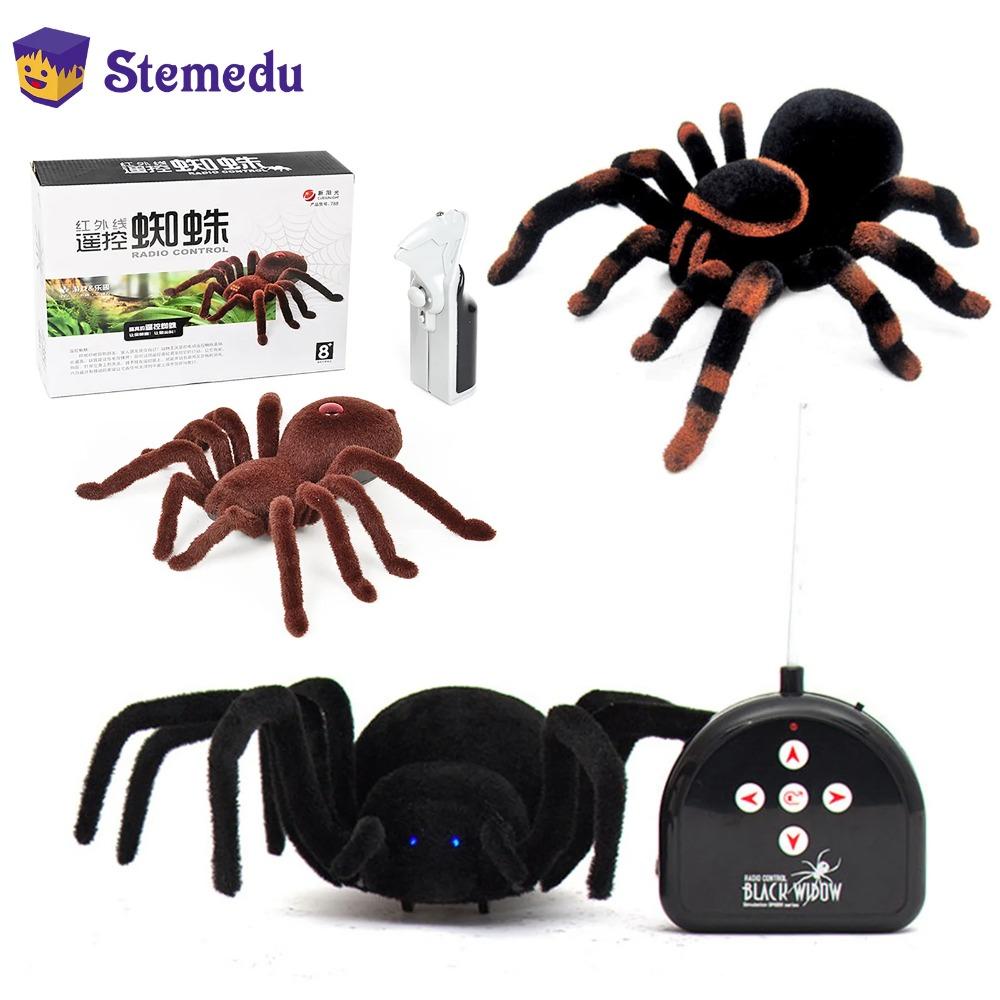 Electronic Remote Control Tarantula Realistic Crawling Spider with Glowing Eyes 4CH Smart RC Prank Toy for Halloween Scary Gift