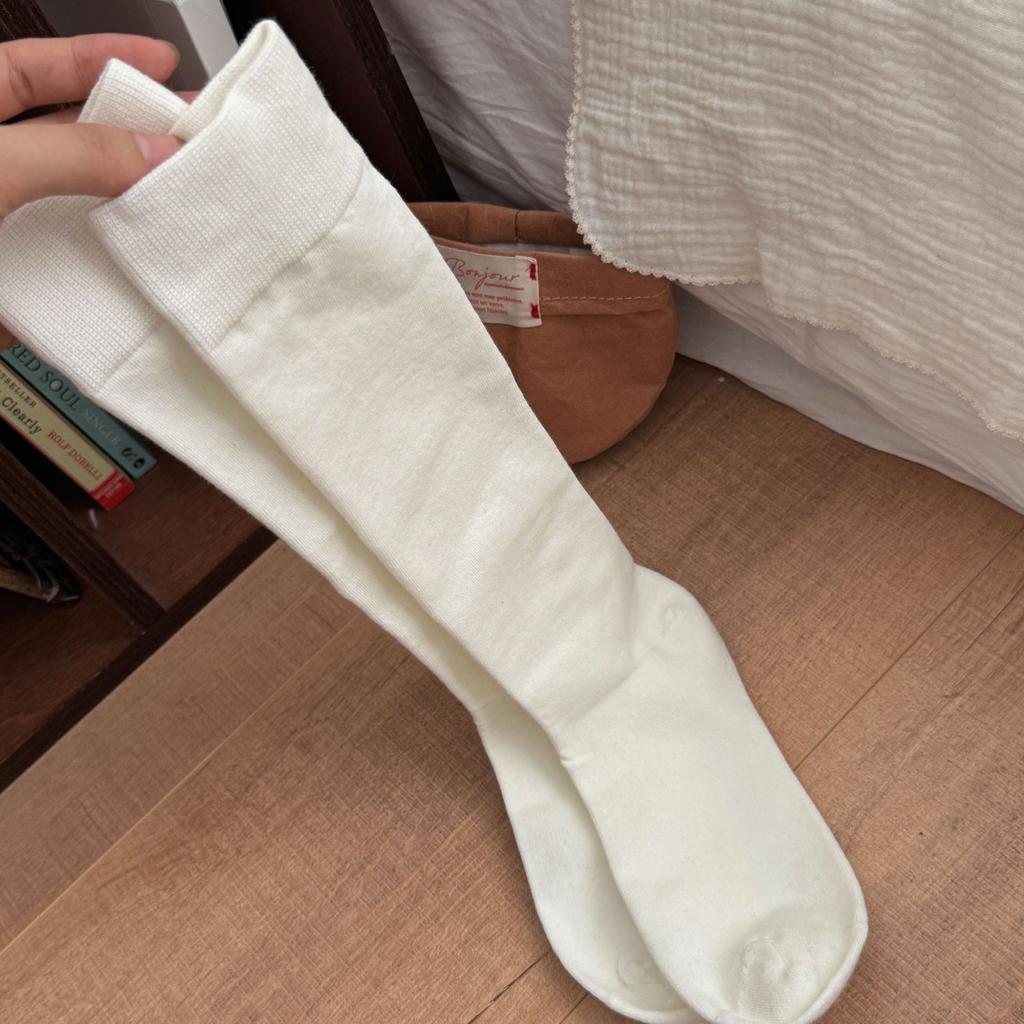 Aerobic Cotton Solid Color Boneless Calf Socks Retro Style Stockings Thin Socks
