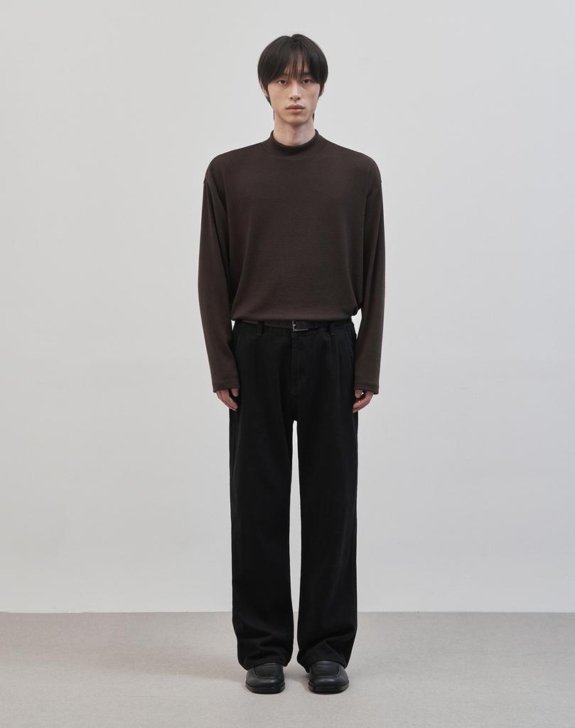 WORK ON BODY OFF Rested Semi-Overfit Mock Neck Knit [Brown]