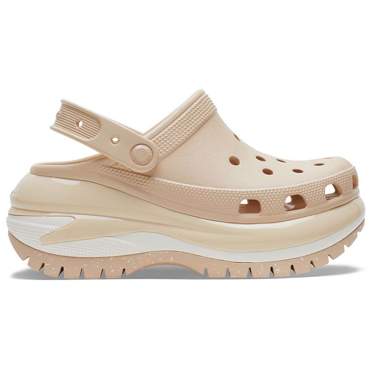 Crocs Zoccoli da donna caldi color kaki in EVA Classic Mega Crush con plateau, traspiranti per esterni, 6,1 cm, 207988-2DS