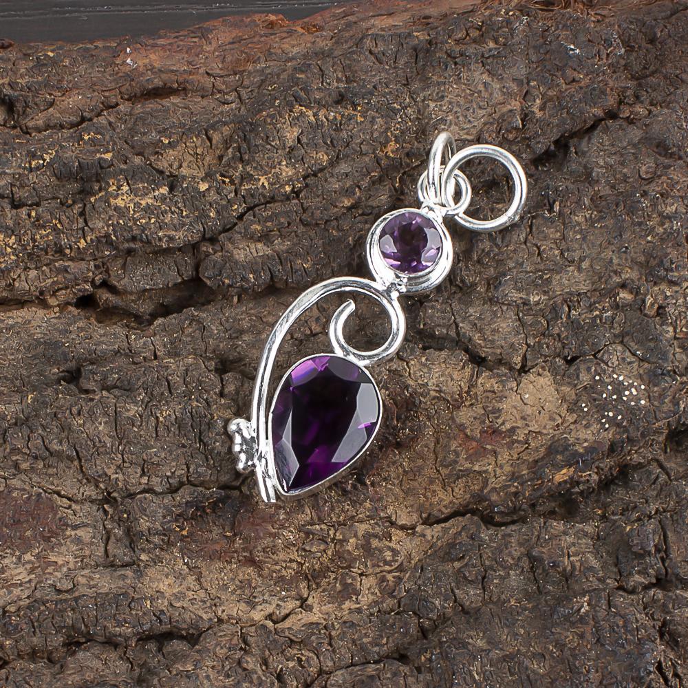 Pendentif Améthyste Africaine Incroyable, Pendentif Pierre Précieuse Fait Main, Pendentif en Argent Sterling 925 Bijoux Boho, Pour Cadeau de Fiançailles