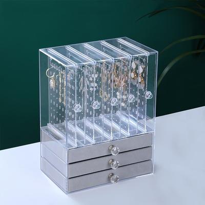 Ohrring Halskette Schmuck Organizer Box Staub Hängen Rack Einfache Transparente Lagerung Box
