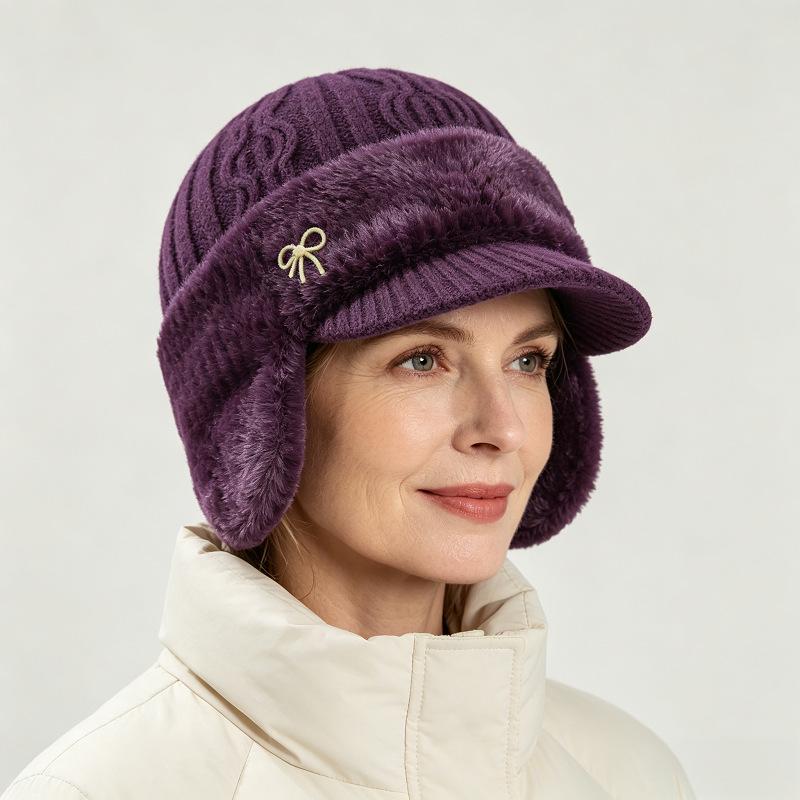 Women S Winter Fleece Knit Earflap Cap For Middle Aged Moms