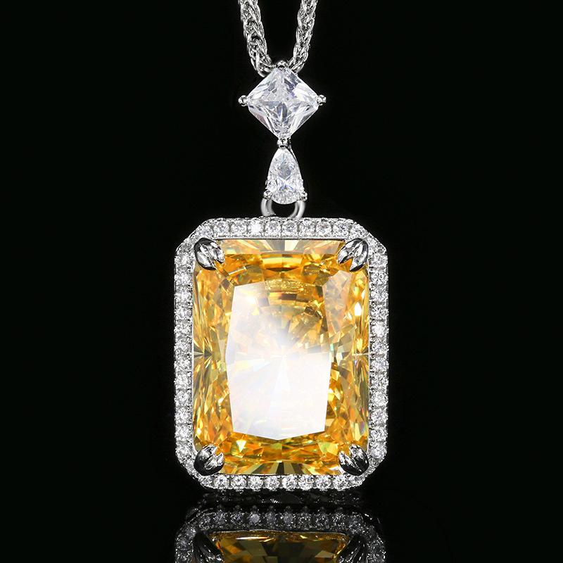Premium Redeen Perfume Bottle Pendant Necklace Inlaid With High Carbon Diamond Ice Flower Cut Ring Yellow Diamond Colored Treasure Set Women