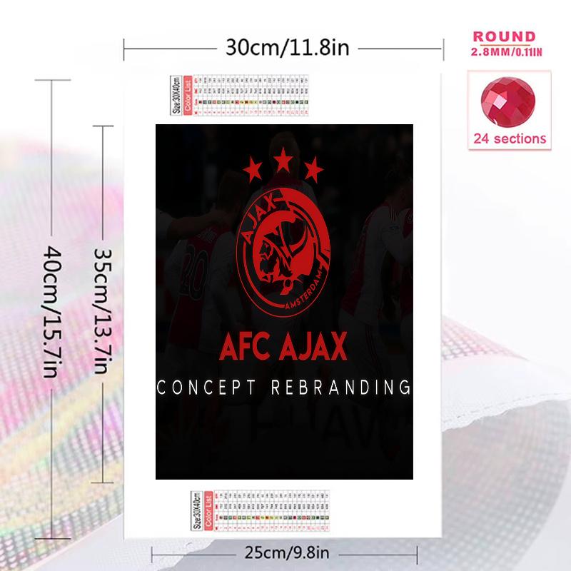 AFC Ajax Amsterdam 100% Round Full Drill 5D DIY Diamond Painting Embroidery Cross Stitch Rhinestone Décor