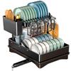 Dish Kitchen No Installation Dish Drying Large Capacity 2-tier Drainer, Drainer, Basket, Required, Rack,