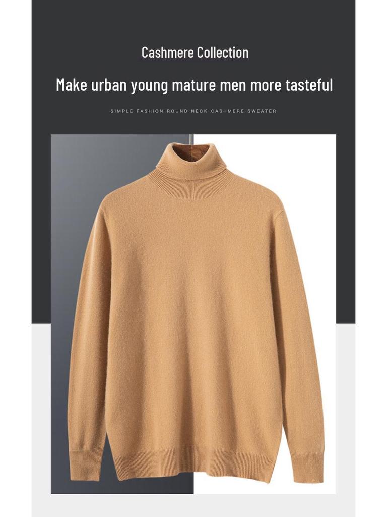 Men's Business Casual High Turtleneck Pure Cashmere Sweater
