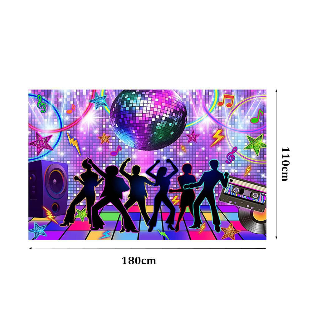 Back To 80's Theme Party Decoration 80's Party Banner Music Disco Backdrops Graffiti Neon Glow Photography Backgrounds Decor