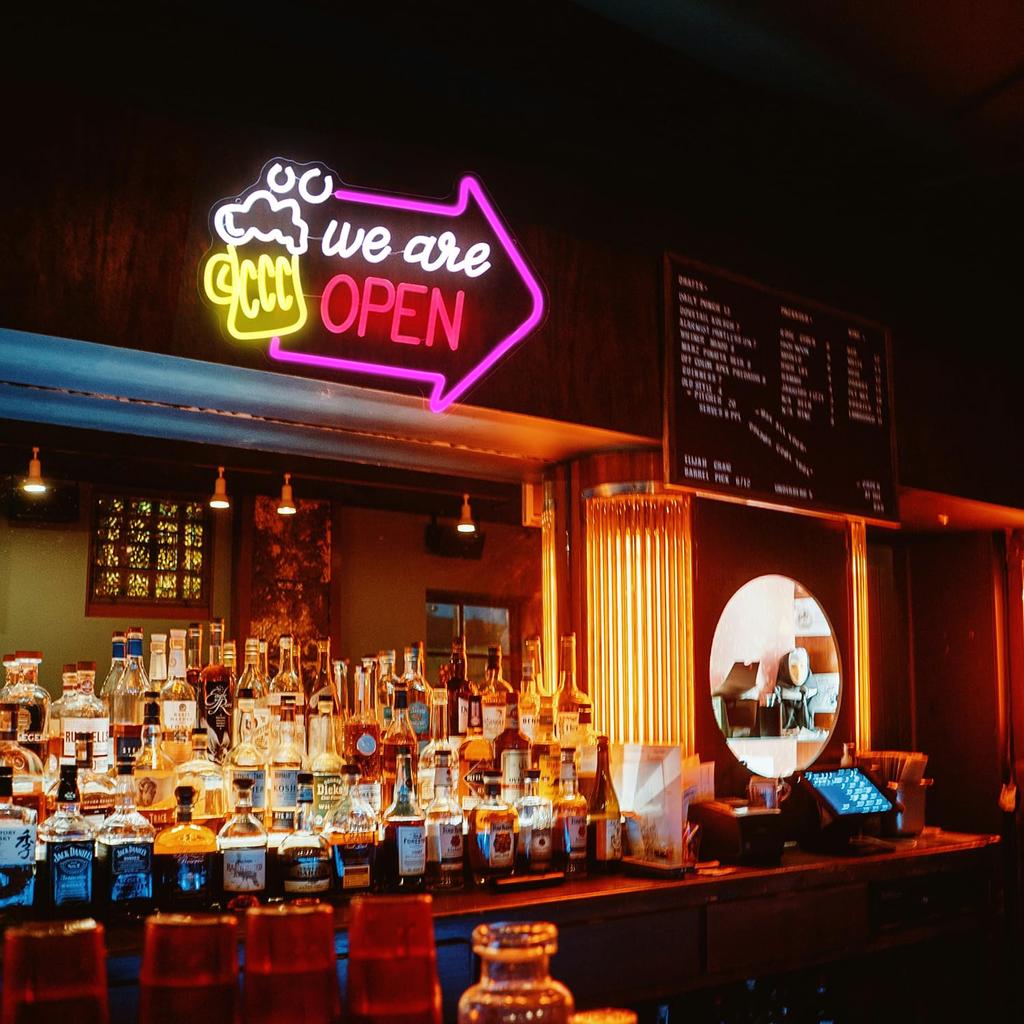 We Are Open Bar Neon Beer Open Wall Dimmable Bar Light Sign for Man Cave Pub Restaurant Tavern Hotel Business Shop Decor