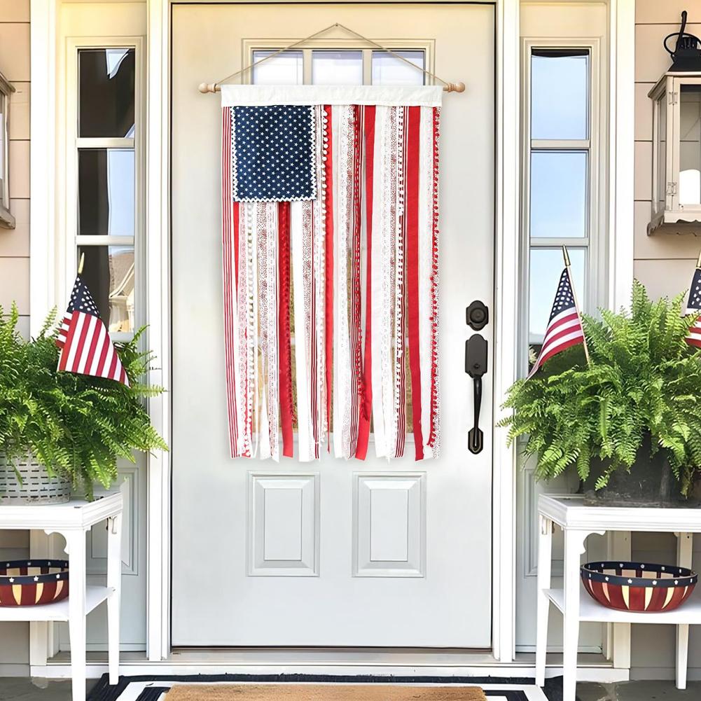 American Bunting Flag Rag Garland Rustic Flag Independence Day Day 4x2.3Ft For 4th Of Garden Fl N2C5