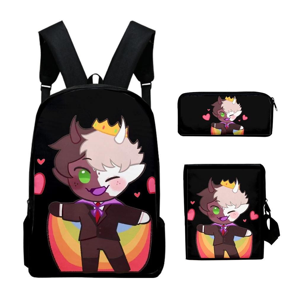 Classic Popular Funny Ranboo 2 3D Print 3pcs/Set pupil School Bags Laptop Daypack Backpack Inclined shoulder bag Pencil Case