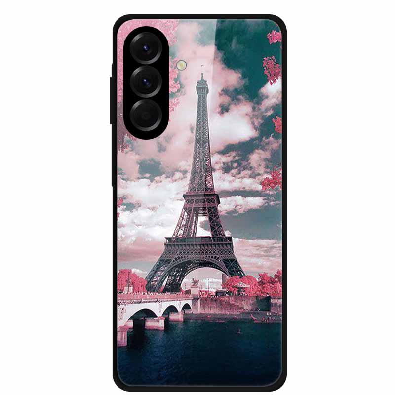 Tempered Glass Phone Case For Samsung Galaxy S24 FE Case Hard PC Back Cover Shell for Galaxy S24FE S 24 FE 5G Hard Covers Flower