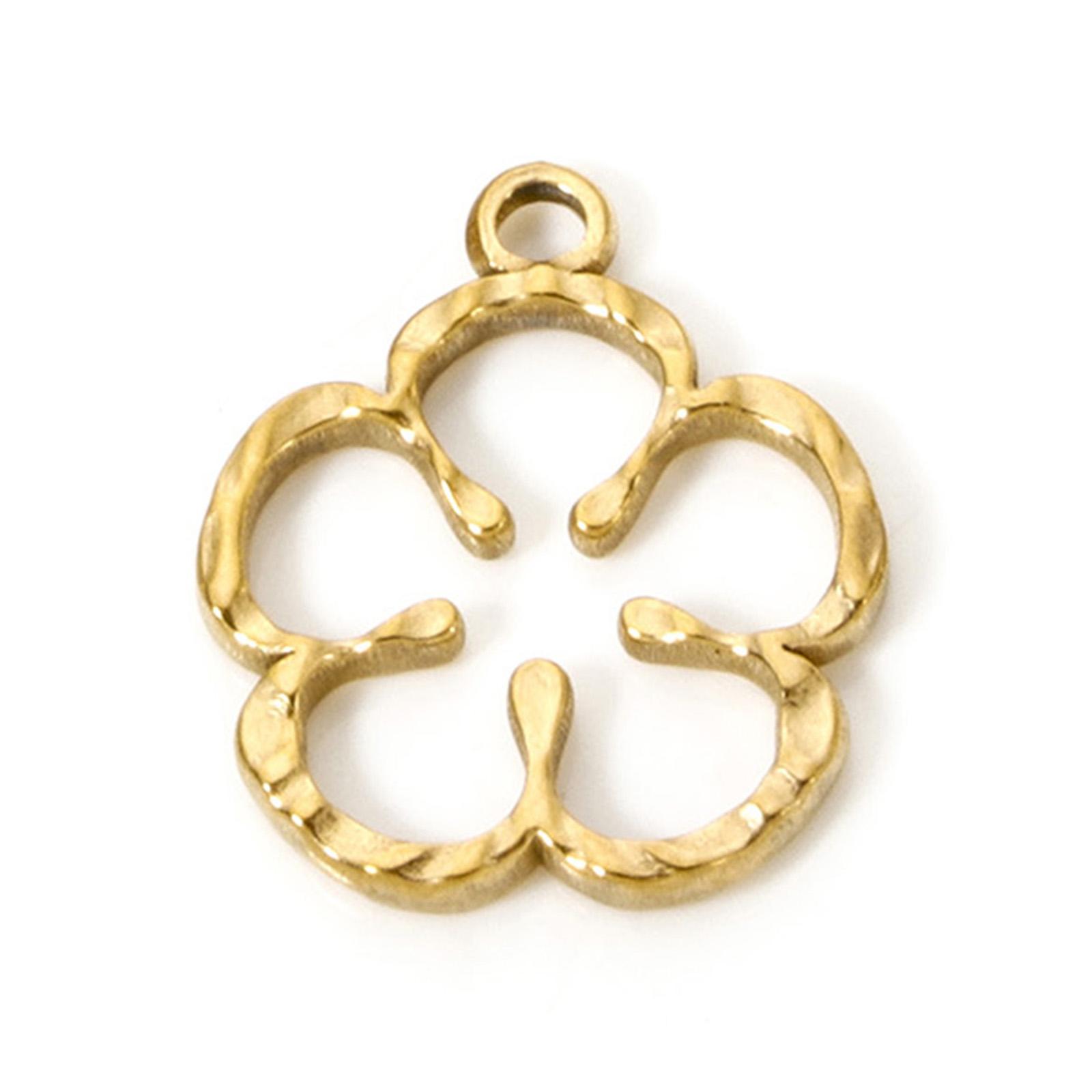 

2 PCs 304 Stainless Steel Flower Leaf Flora Collection Charms 18K Real Gold Plated Pendants For DIY Jewelry Making Findings