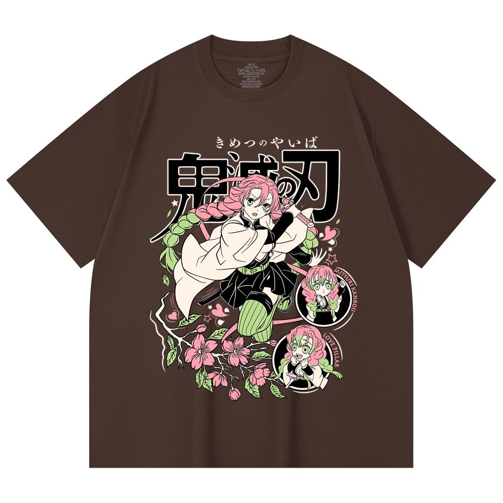 230 Gsm 100% Cotton Demon Slayer V6 Mitsuri Print Unisex Heavy Cotton T Shirt