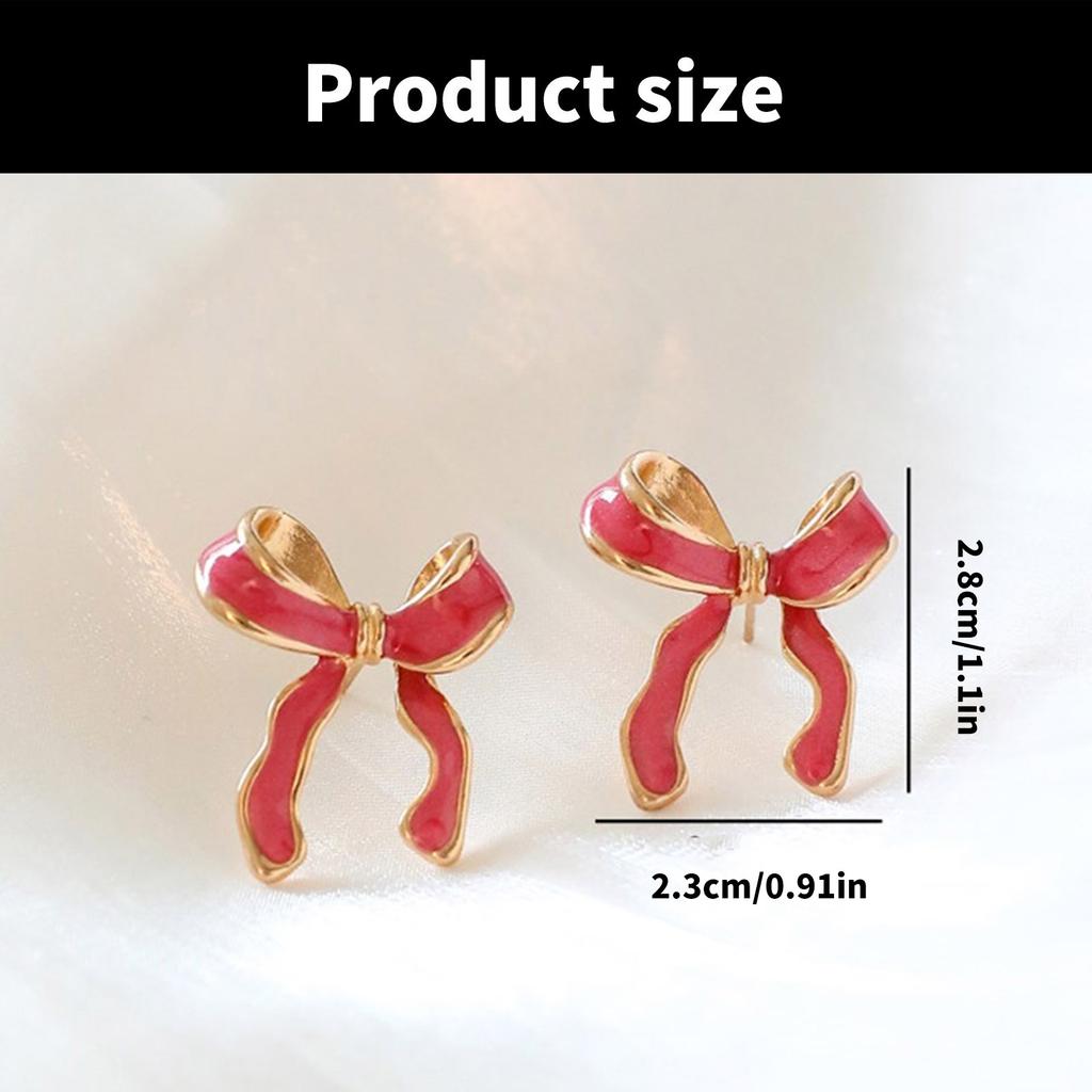 Elegante Bunte Schleifenohrringe Handgefertigte Ohrstecker für Damen Alltagskleidung Schleifen Ohrschmuck Weihnachtsgeschenk