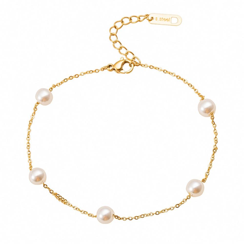 Exquisite Simple Imitation Pearl Stacked Anklets for Women Fashion Beach Vacation Daily Wear Birthday Gifts Jewelry Accessories