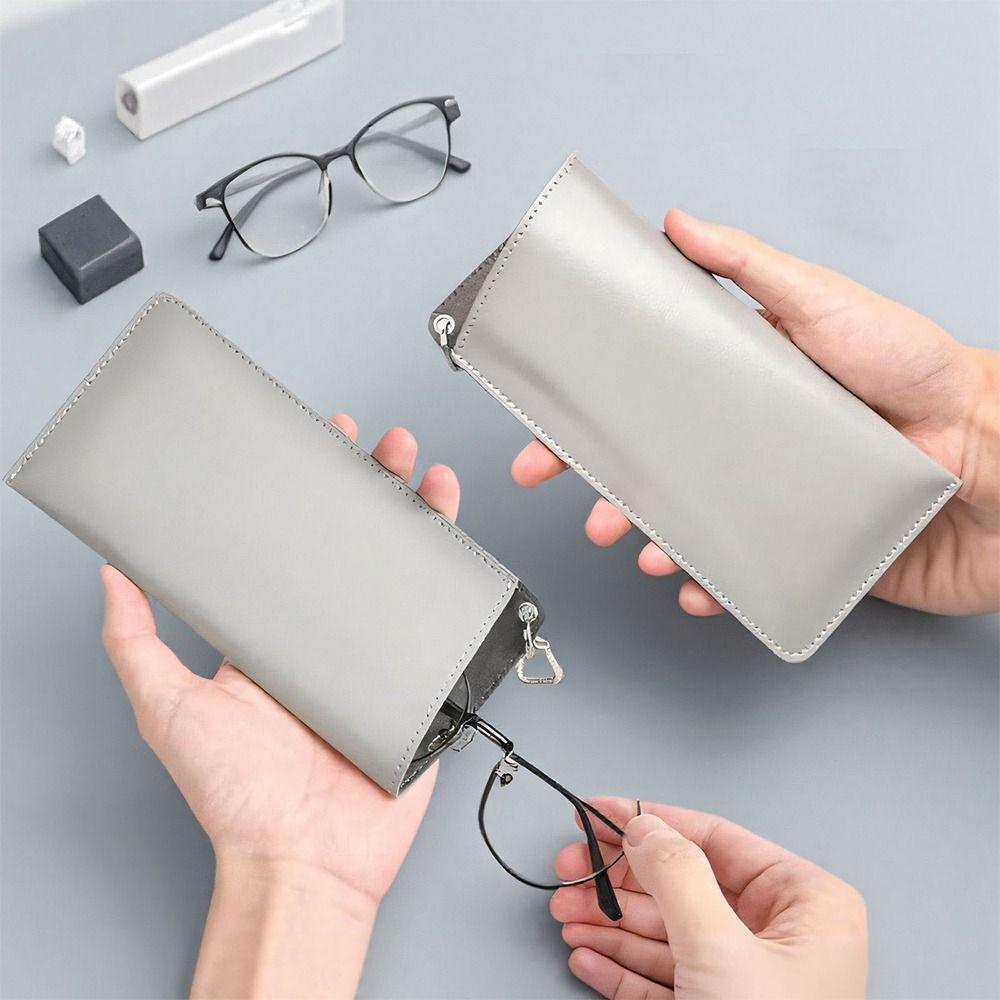Solid Color Sunglasses Storage Bag with Keyring Hanging Sunglasses  Eyewear Accessories
