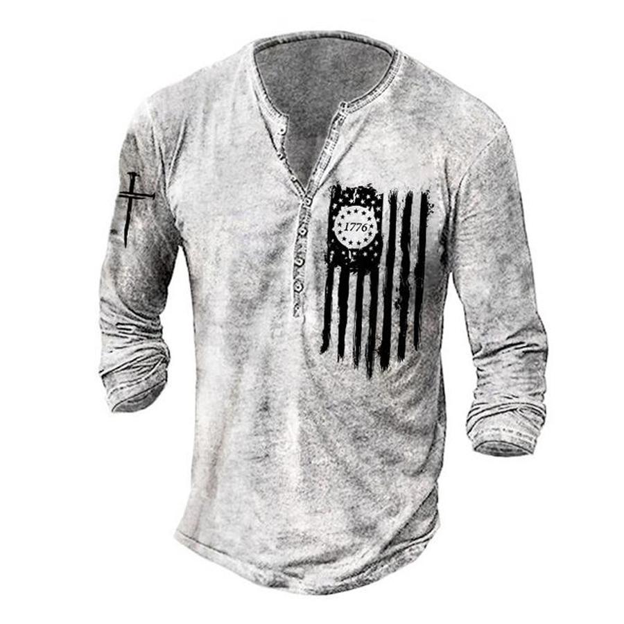 

Мужская одежда весна осень новая спортивная футболка с длинным рукавом на пуговицах мужская мода рубашка Henry s L