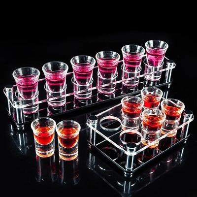 Multi-slots Acrylic Cup Holder Transparent Shot Glasses Holder Supplies Shelf Cup Serving Tray Bar