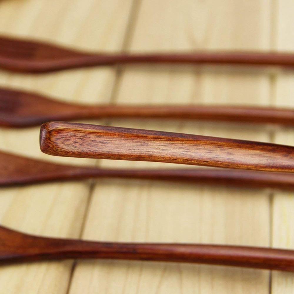 Kitchen Kids Japanese Style Cooking Eco-friendly Natural Wooden Forks Tableware Cutlery Dinnerware