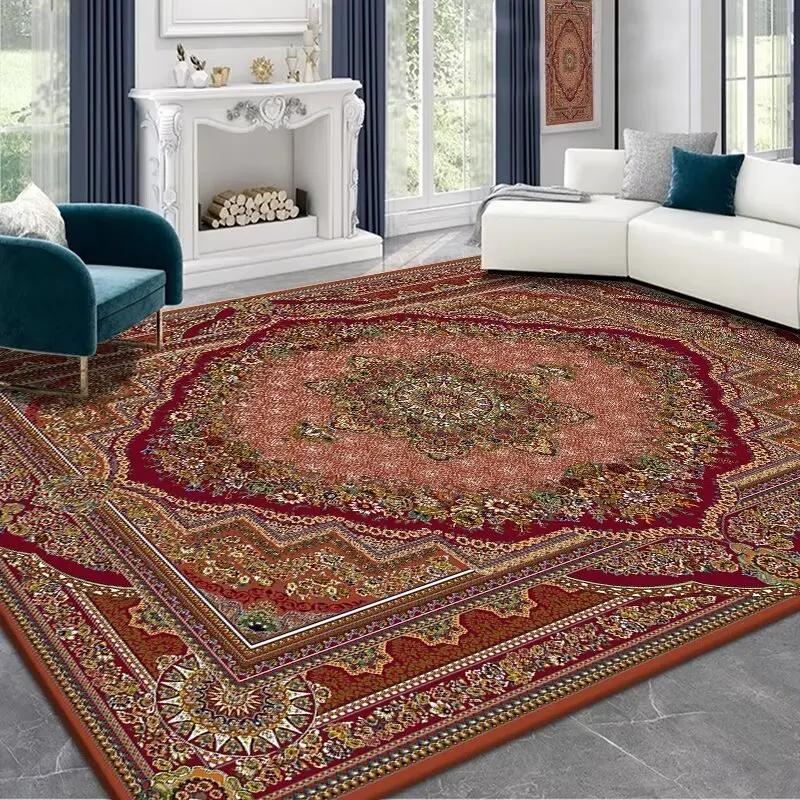 Persian Deluxe Ethnic Style Carpet for Living Room Blue Home Decor Bedroom Tea Table Rug Washable Short Plush Lounge Floor Mats