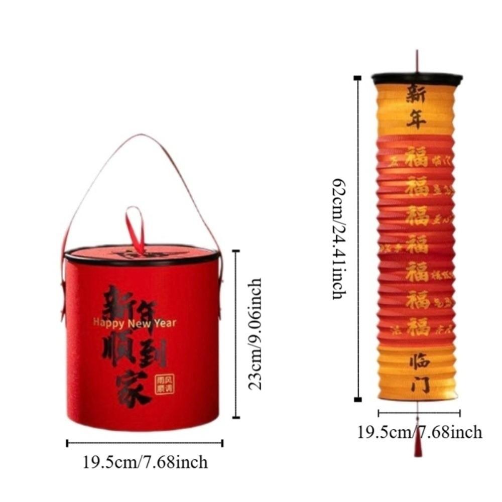 Light Long Lantern Gift Box Red Blessing Words Spring Festival Lantern Paper Handheld Lunar New Year Lanterns